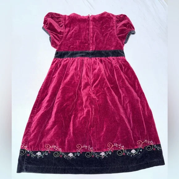 Vintage Holiday Dress - Burgundy Velour Gymboree Medium 4 yrs - Picture 2 of 4